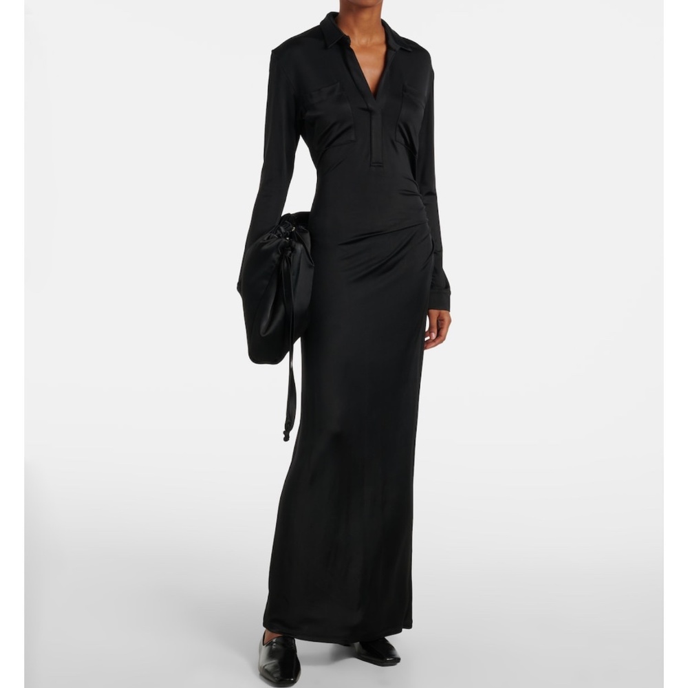 TOVE Iana V-neck Maxi Jersey Ruched Maxi Dress Size 10